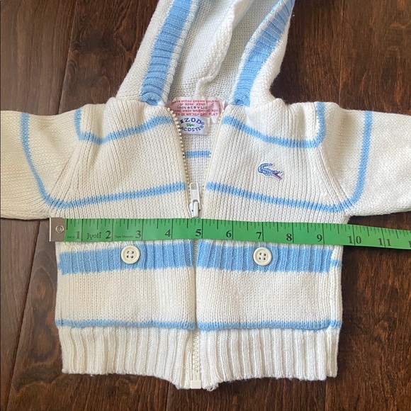 Vintage Izod Lacoste baby knit cable Hoodie cardigan full zip size 3-6M - Picture 6 of 9